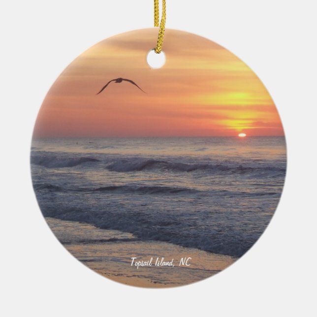 Ornamento De Cerâmica Ilha de Topsail, NC (Frente)