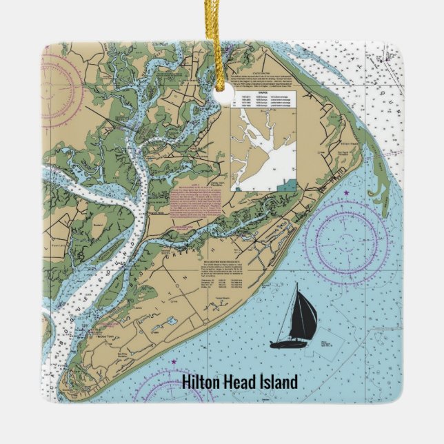 Ornamento De Cerâmica Ilha Hilton Head (Frente)