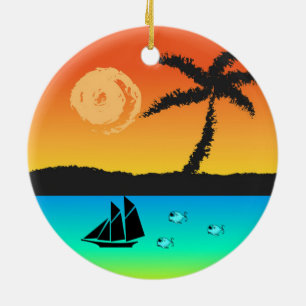 Ornamento De Cerâmica Ilha Sunset
