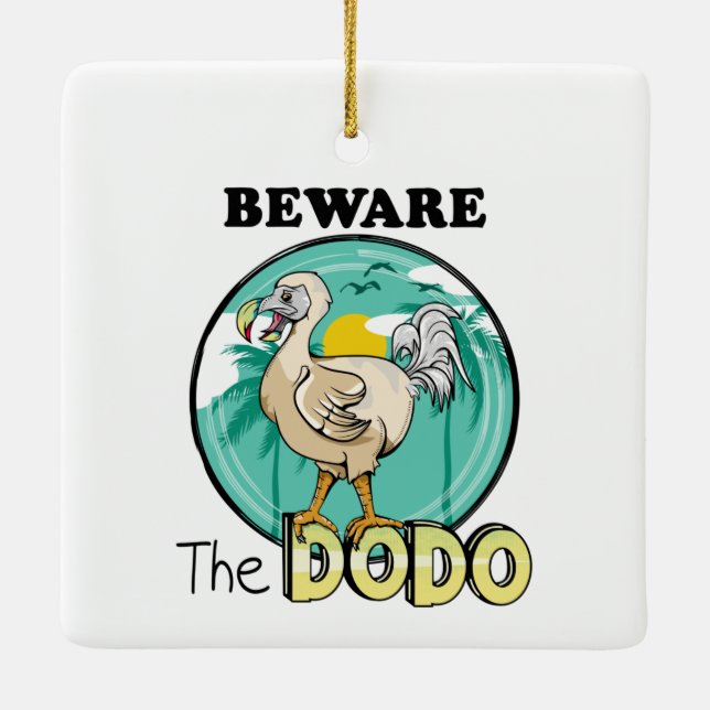 Ornamento De Cerâmica Ilha Tropical Engraçada de dodo (Verso)