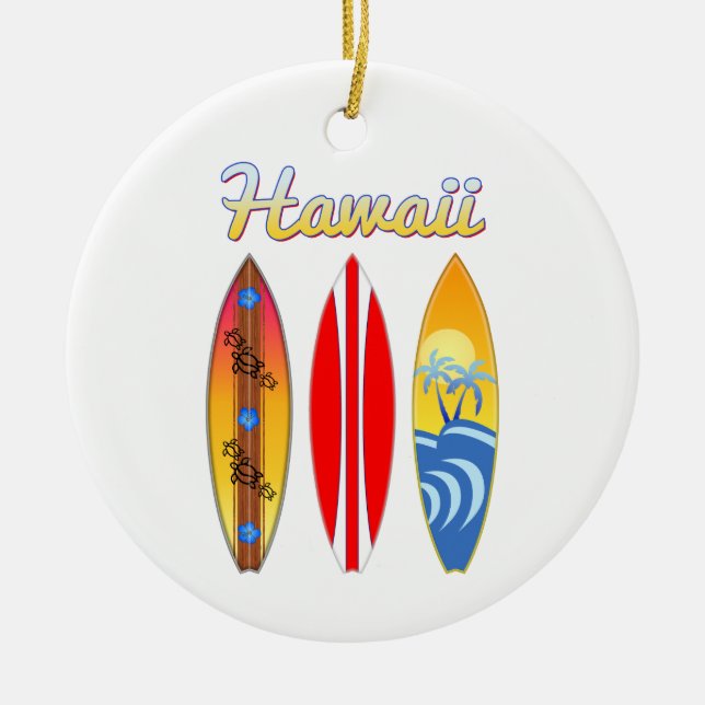 Ornamento De Cerâmica Ilhas de Havaí das prancha (Frente)