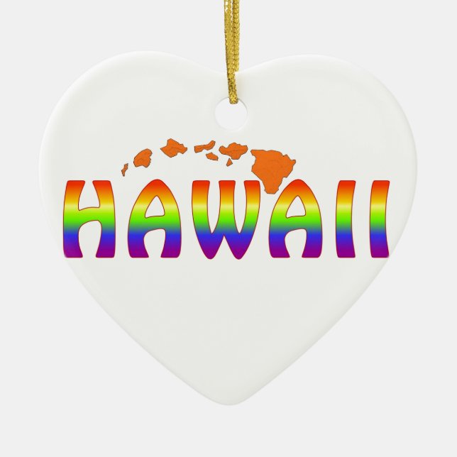 Ornamento De Cerâmica Ilhas laranja Rainbow Hawaii (Frente)