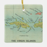 Ornamento De Cerâmica Ilhas Virgens<br><div class="desc">Um mapa vintage do ornamento das Ilhas Virgens. Rua John, Rua Thomas, Virgin Gorda, e mais são apresentados. Isto faz um presente de Natal maravilhoso ou para qualquer dia do ano.</div>