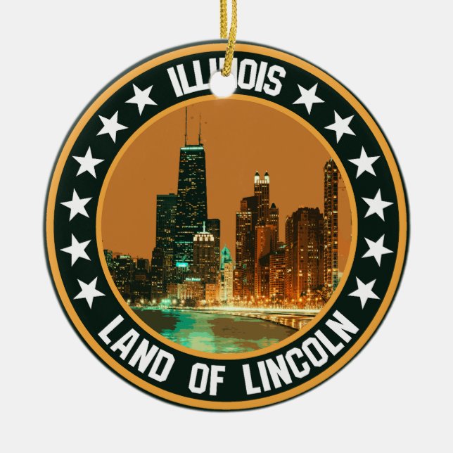 Ornamento De Cerâmica Illinois (Frente)