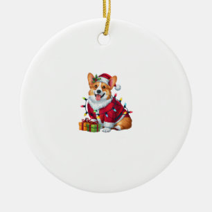 Ornamento De Cerâmica Iluminação de Natal Papai Noel Corgi Galês Cachorr