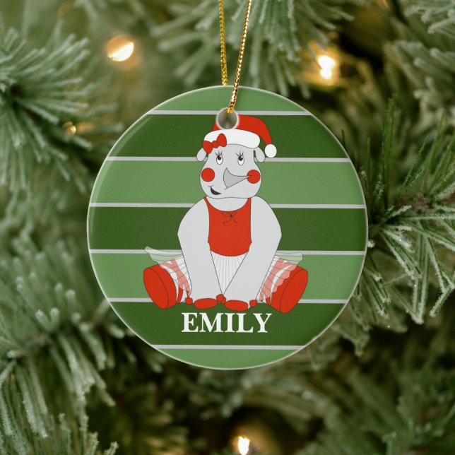 Ornamento De Cerâmica ilusima Rhino Personalizado Natal (Árvore)