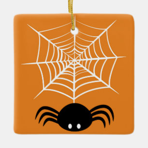 Ornamento De Cerâmica Ilustração Assustadora de Aranha de Halloween