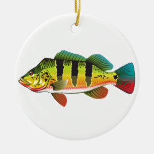 Ornamento De Cerâmica Ilustração brilhante baixa dos Gamefish do ocean