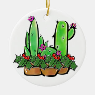 Ornamento De Cerâmica Ilustração Cactus Cactus Trio