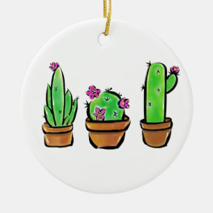Ornamento De Cerâmica Ilustração Cactus Trio