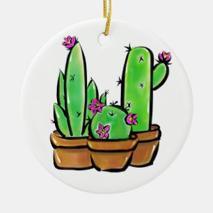 Ornamento De Cerâmica Ilustração Cactus Trio