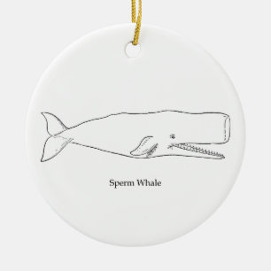 Ornamento De Cerâmica Ilustração da baleia de esperma (linha arte)