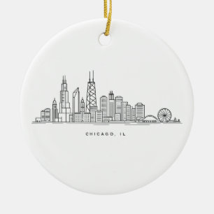 Ornamento De Cerâmica Ilustração da paisagem urbana da cidade de Chicago