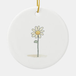 Ornamento De Cerâmica Ilustração Daisy Delicada - Flor Simples