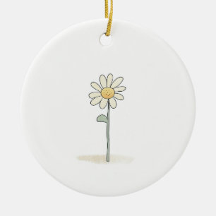 Ornamento De Cerâmica Ilustração Daisy Delicada - Flor Simples