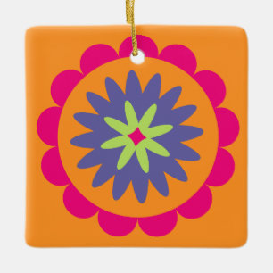 Ornamento De Cerâmica ilustração das formas florais laranja e rosa