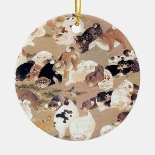 Ornamento De Cerâmica Ilustração de 100 cães por Ito Jakuchu