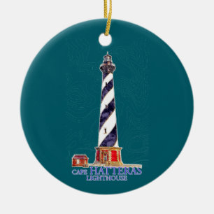 Ornamento De Cerâmica Ilustração de Aquarela Farol Cape Hatteras