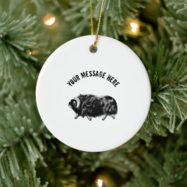 Ornamento De Cerâmica Ilustração de Black Muskox Personalizada