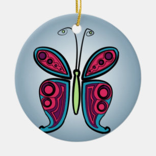 Ornamento De Cerâmica Ilustração de Borboleta Colorida