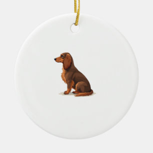 Ornamento De Cerâmica Ilustração de cachorro de costas de Dachshund de p