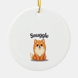 Ornamento De Cerâmica Ilustração de cachorro fofo Pomeranian Snuggle Vin