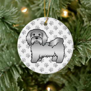 Ornamento De Cerâmica Ilustração de Cão de Cartoon Gelado em Silver Hava