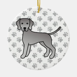 Ornamento De Cerâmica Ilustração de Cartoons de Cachorro Semimaraner