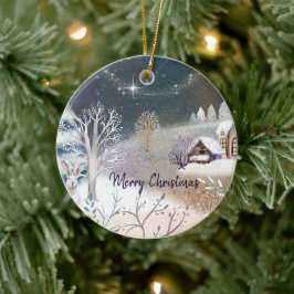 Ornamento De Cerâmica Ilustração de casa de inverno agradável Natal Féri