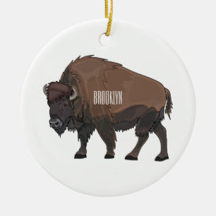 Ornamento De Cerâmica Ilustração de desenho animado Bison
