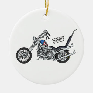 Ornamento De Cerâmica Ilustração de desenho animado Chopper Motorcycle 1