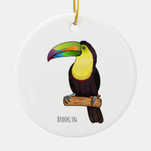 Ornamento De Cerâmica ilustração de desenho animado de ave tucano de bic