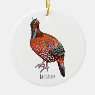 Ornamento De Cerâmica Ilustração de desenho animado de aves tragopan de