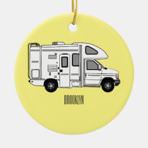Ornamento De Cerâmica Ilustração de desenho animado de Campervan