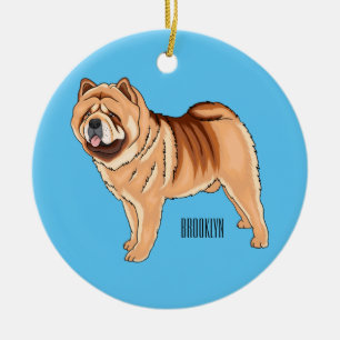 Ornamento De Cerâmica Ilustração de desenho animado de cão Chow Chow