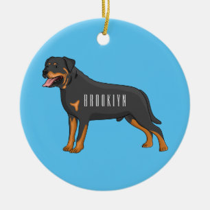 Ornamento De Cerâmica Ilustração de desenho animado de cão rottweiler