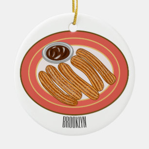 Ornamento De Cerâmica Ilustração de desenho animado de Churro