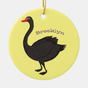 Ornamento De Cerâmica Ilustração de desenho animado de cisne preto