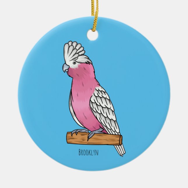 Ornamento De Cerâmica Ilustração de desenho animado de galah bird (Frente)