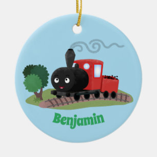 Ornamento De Cerâmica Ilustração de desenho animado de locomotiva de com
