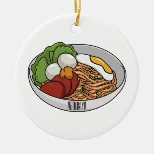 Ornamento De Cerâmica Ilustração de desenho animado de macarrão