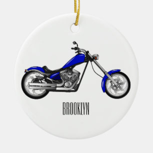 Ornamento De Cerâmica Ilustração de desenho animado de motocicleta Chopp