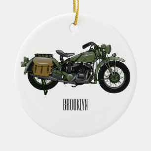 Ornamento De Cerâmica Ilustração de desenho animado de motocicleta milit