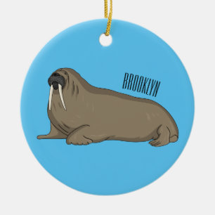 Ornamento De Cerâmica Ilustração de desenho animado de Walrus