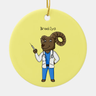Ornamento De Cerâmica Ilustração de desenho animado do médico de ovel