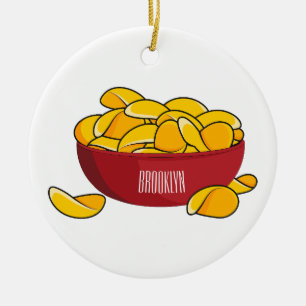 Ornamento De Cerâmica Ilustração de desenho animado em chip de batata