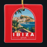 Ornamento De Cerâmica Ilustração de Espanha Ibiza Vintage<br><div class="desc">Ibiza retro vetor viagem design. Ibiza é uma das ilhas Baleares,  um arquipélago de Espanha no Mar Mediterrâneo.</div>