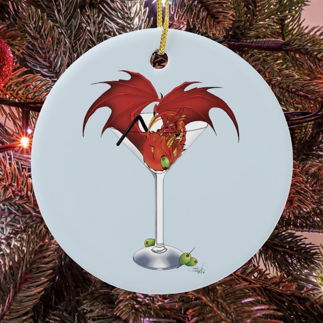 Ornamento De Cerâmica Ilustração de Fantasia do Coquetel Dragão Martini  (Criador carregado)