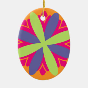 Ornamento De Cerâmica Ilustração de formas florais laranja