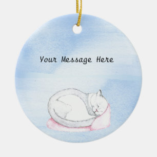 Ornamento De Cerâmica Ilustração de Gatinho Dormindo